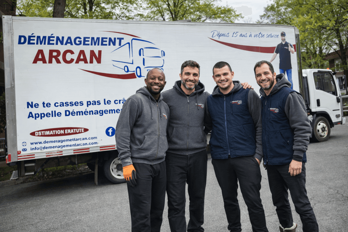 L’équipe de Déménagement Arcan devant son camion à Laval